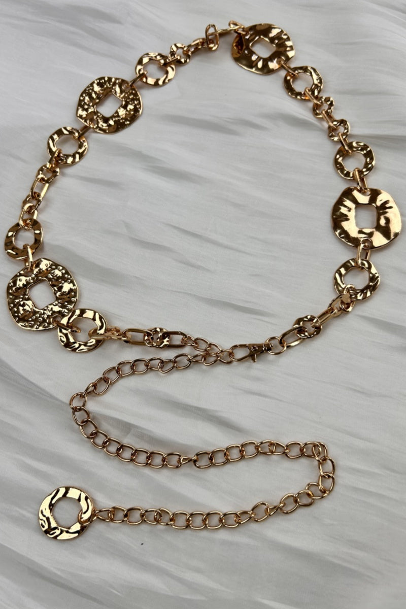 Hollow-Out Disc Waist Chain – Lightweight Metal Accent 🥗 Leto Collection