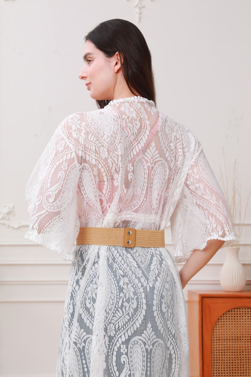 Bohemian Elastic Belt with Daisy Flower Accents Leto Collection