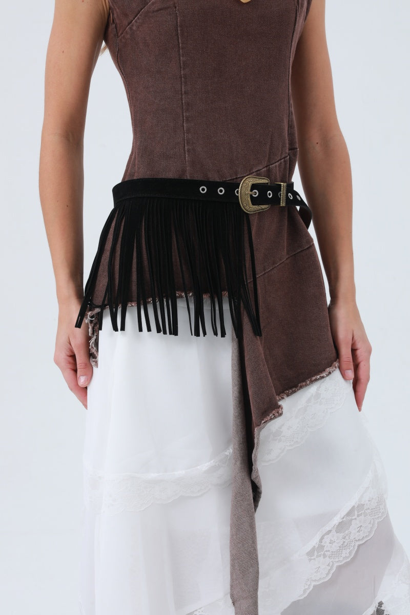 Cowgirl Tassel Belt – Antique Bronze Buckle & Western Fringe 🤠✨ Leto Collection