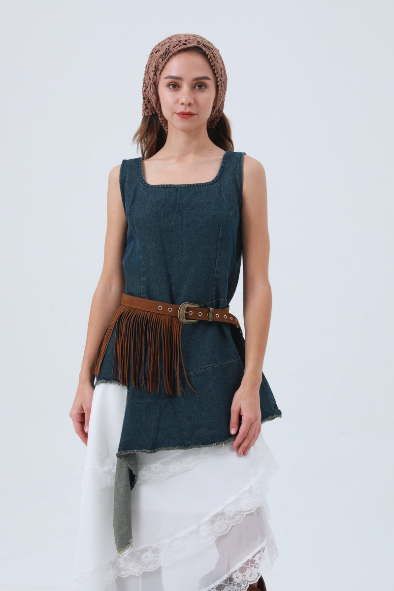 Cowgirl Tassel Belt – Antique Bronze Buckle & Western Fringe 🤠✨ Leto Collection