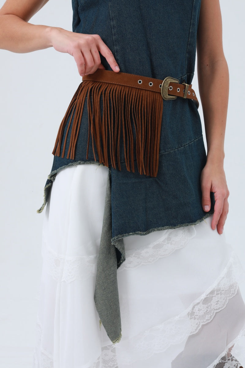 Cowgirl Tassel Belt – Antique Bronze Buckle & Western Fringe 🤠✨ Leto Collection