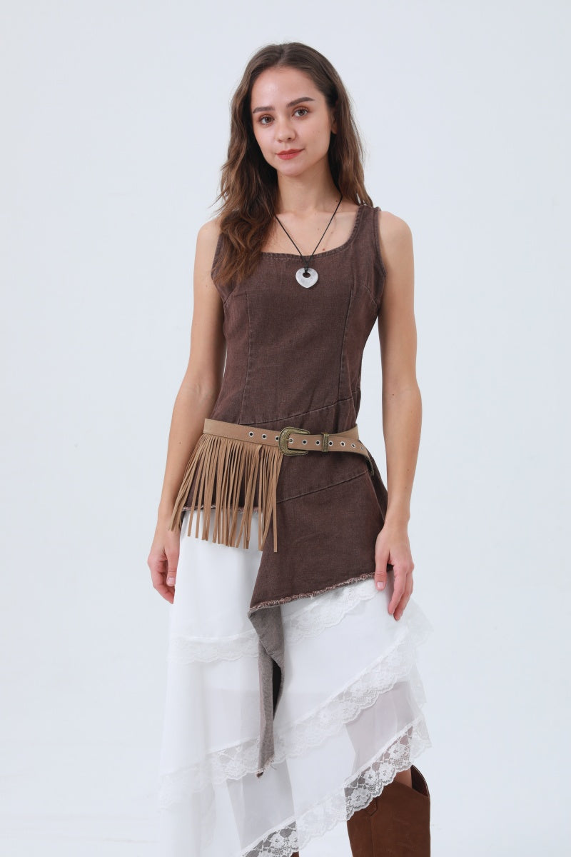 Cowgirl Tassel Belt – Antique Bronze Buckle & Western Fringe 🤠✨ Leto Collection
