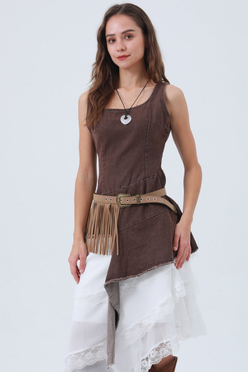 Cowgirl Tassel Belt – Antique Bronze Buckle & Western Fringe 🤠✨ Leto Collection