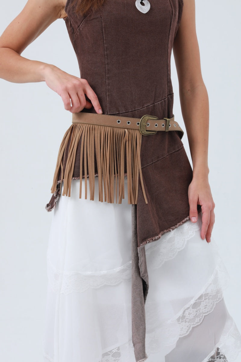 Cowgirl Tassel Belt – Antique Bronze Buckle & Western Fringe 🤠✨ Leto Collection