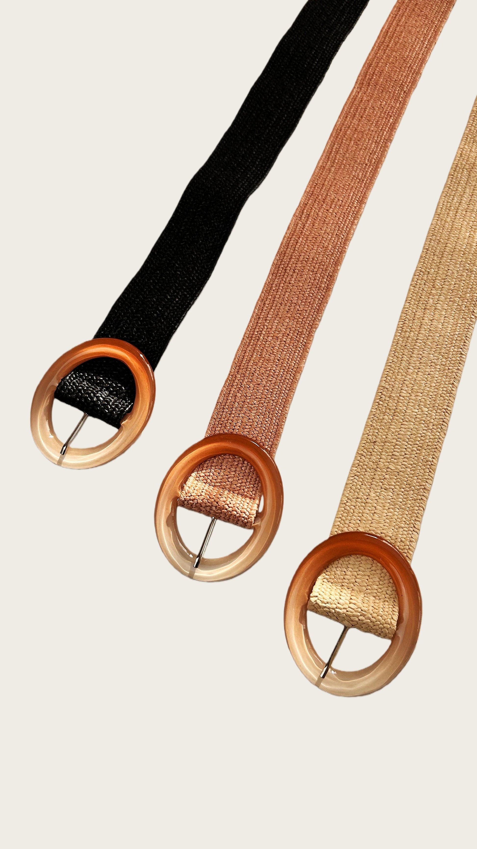 Ombre Buckle Paper Rope Woven Elastic Belt Leto Collection