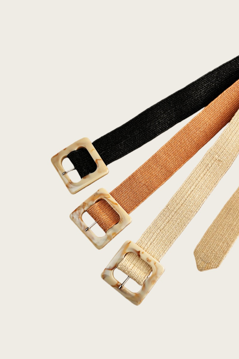 Artisan Marbled Square Buckle Stretch Waist Belt Leto Collection