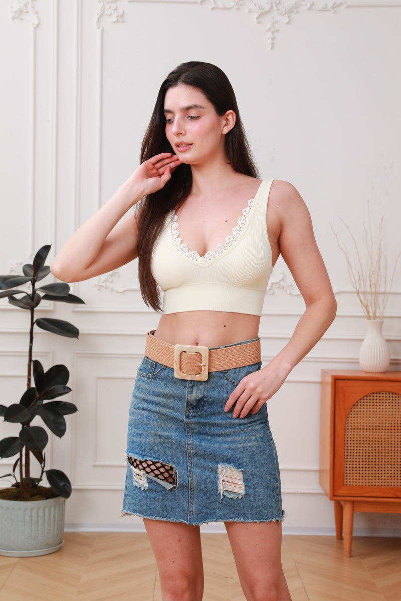 Artisan Marbled Square Buckle Stretch Waist Belt Leto Collection