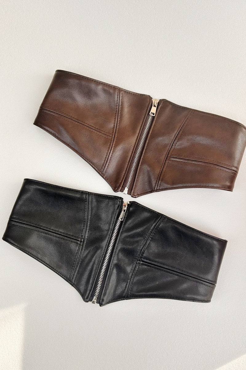 Elastic Wide Vegan Leather Corset Belt Leto Collection