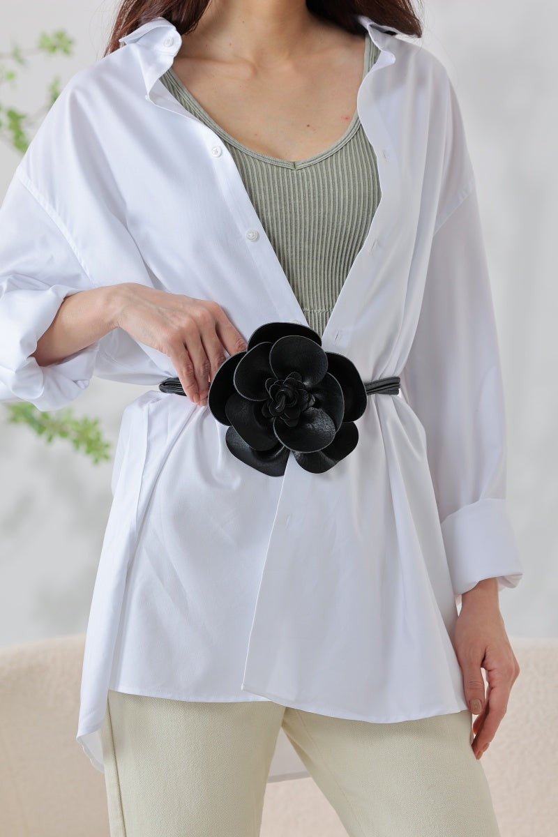 Wildflower: Bohemian Leather Flower Pendant Layered Belt - leto-collection