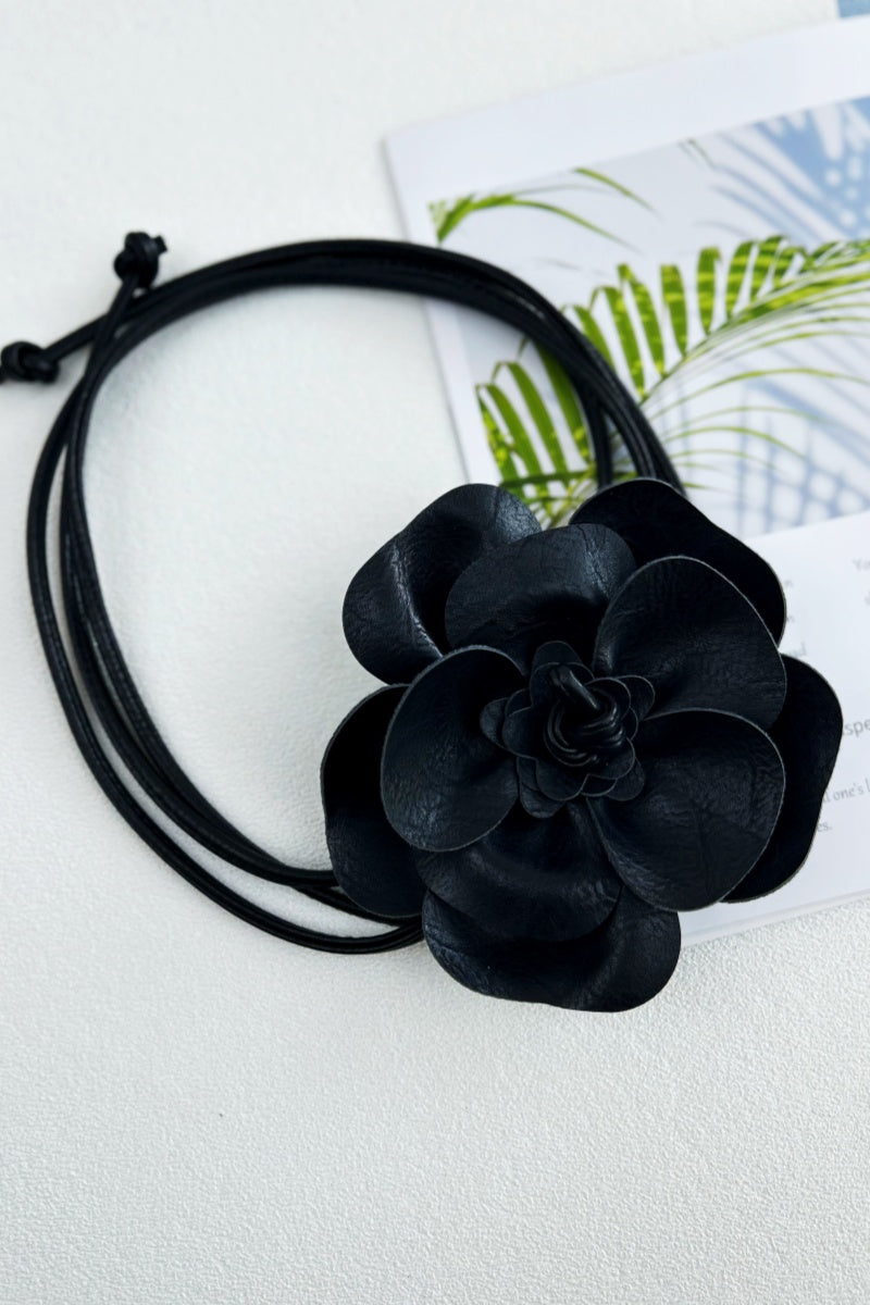 Wildflower: Bohemian Leather Flower Pendant Layered Belt - leto-collection