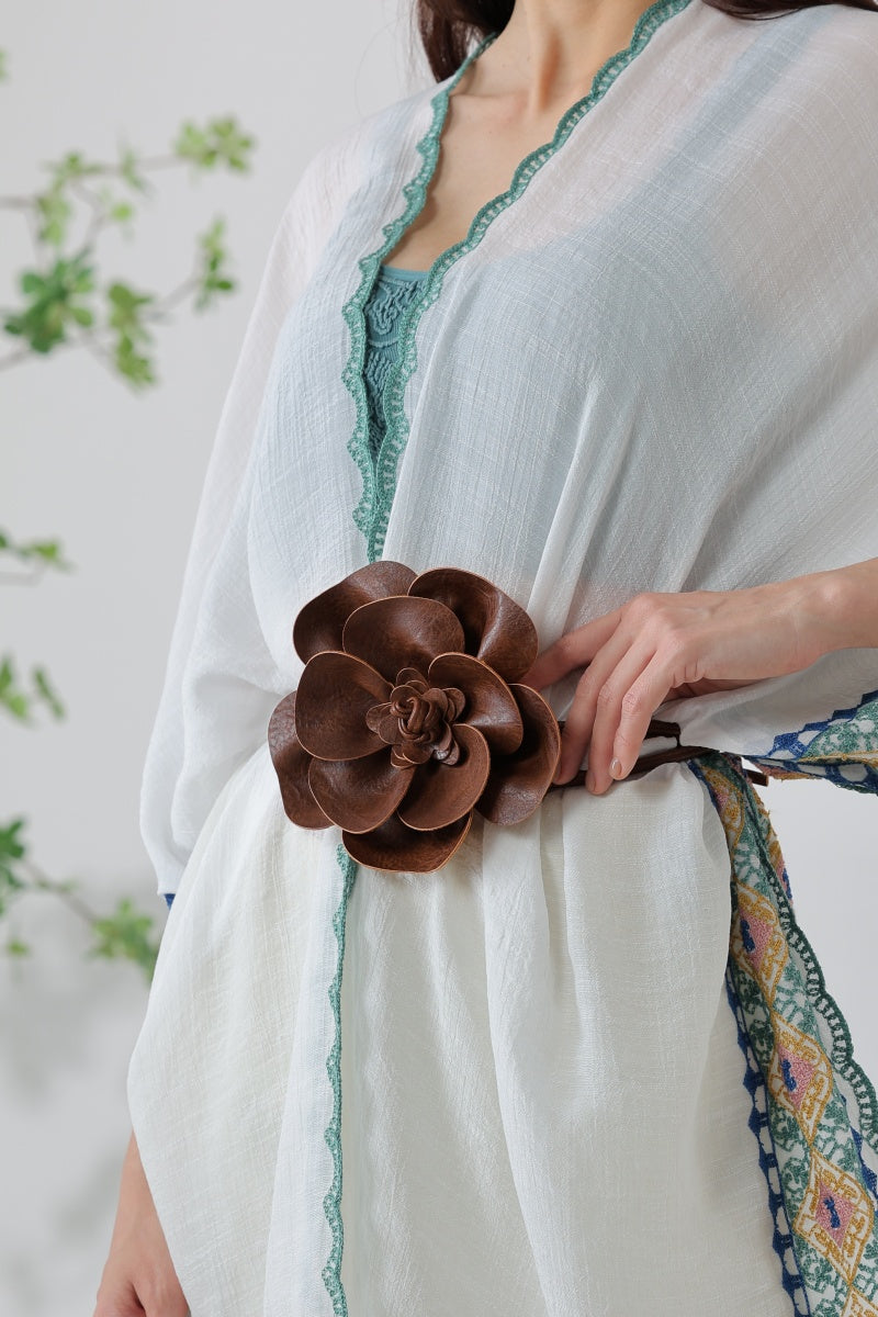 Wildflower: Bohemian Leather Flower Pendant Layered Belt - leto-collection
