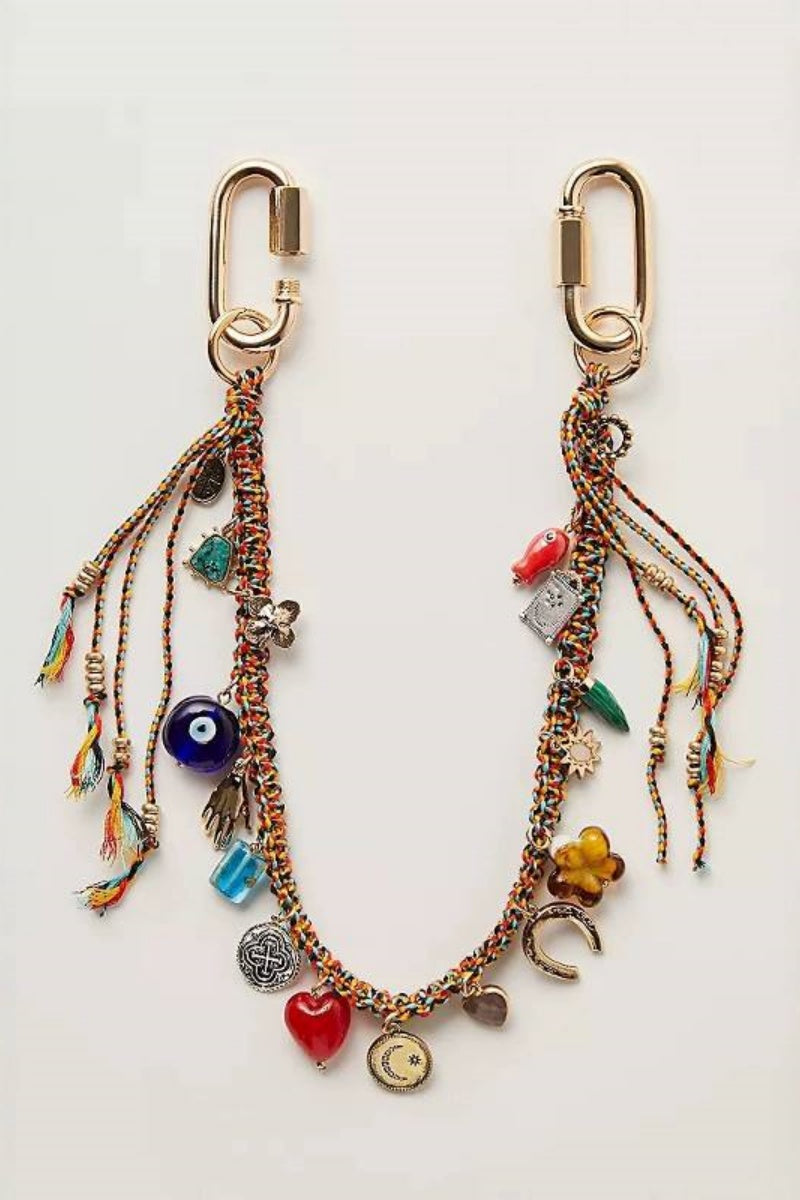 Bold Evil Eye Bag Charm Chain – Handwoven Strap for Fierce Style 👁️🔥 Leto Collection