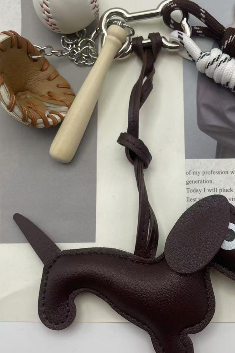 Baseball Stitch Leather Charm – Handmade Braided Bag Accent ⚾✨ Leto Collection