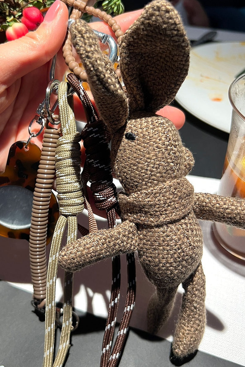 Whimsical Rabbit Charm – Handwoven Linen Bag Accessory 🐰🌿 Leto Collection