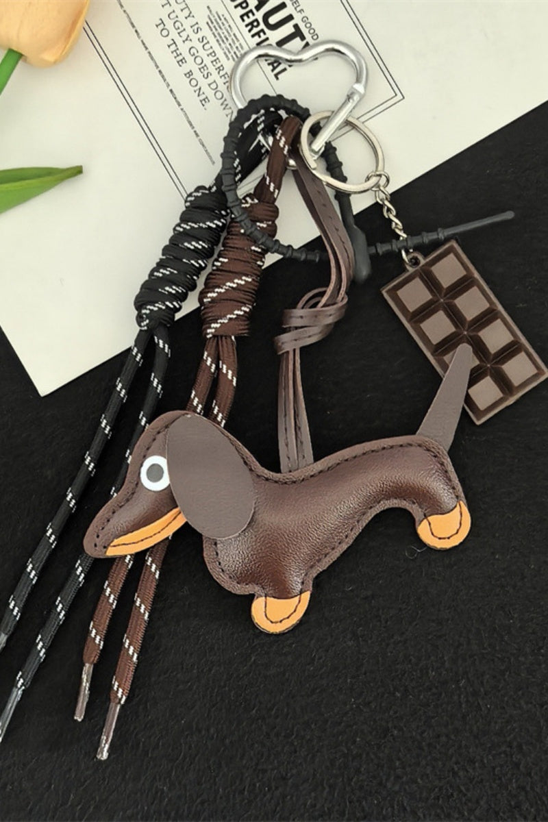 Charming Dachshund Bag Charm – Braided Leather Purse Pendant 🐕💖 Leto Collection
