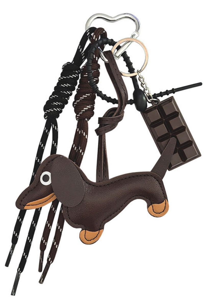 Charming Dachshund Bag Charm – Braided Leather Purse Pendant 🐕💖 Leto Collection