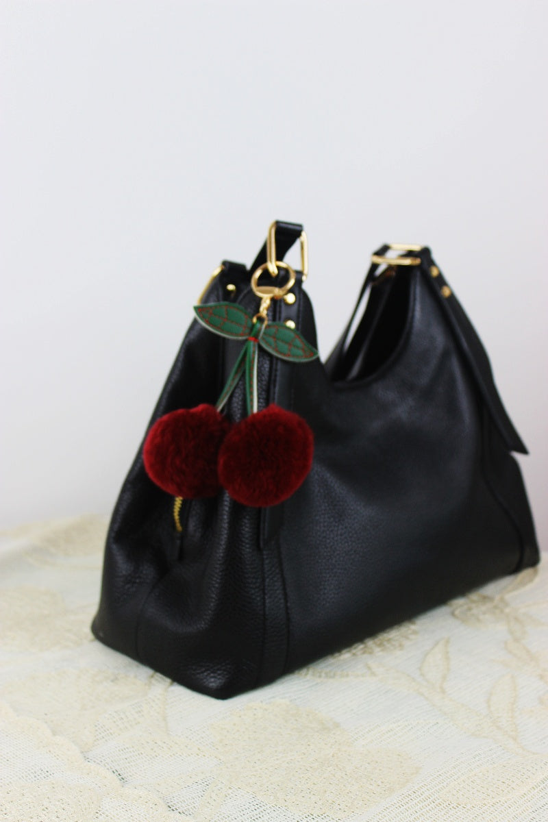 Luxury Rabbit Fur Cherry Charm – Plush Bag Pendant 🍒✨ Leto Collection