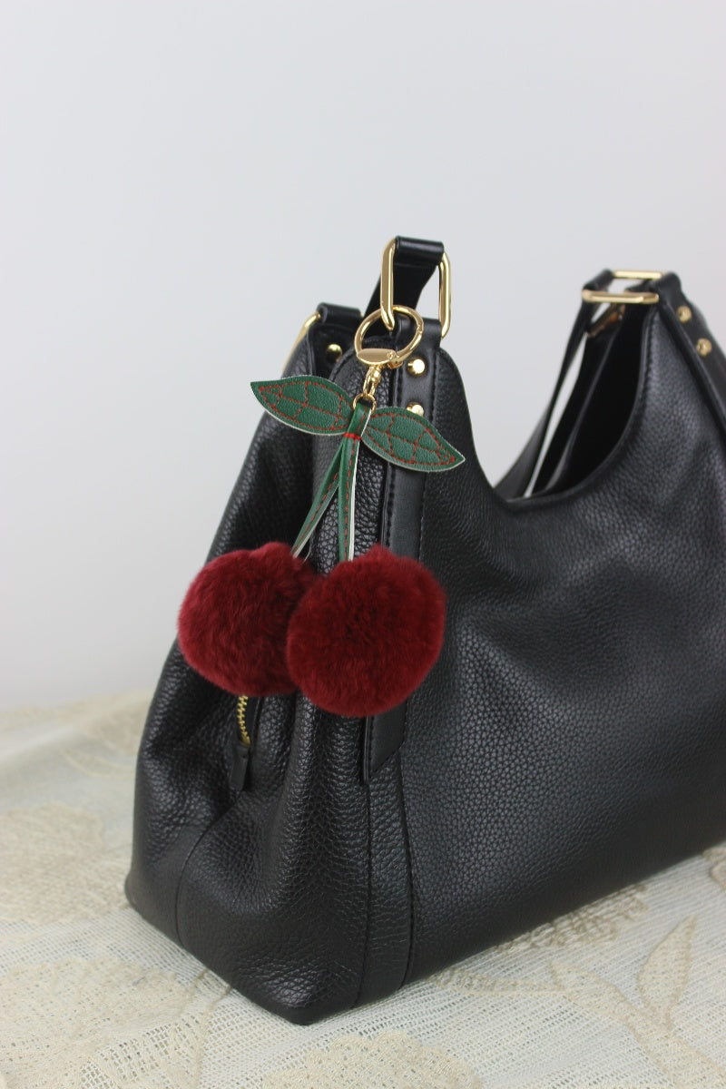 Luxury Rabbit Fur Cherry Charm – Plush Bag Pendant 🍒✨ Leto Collection