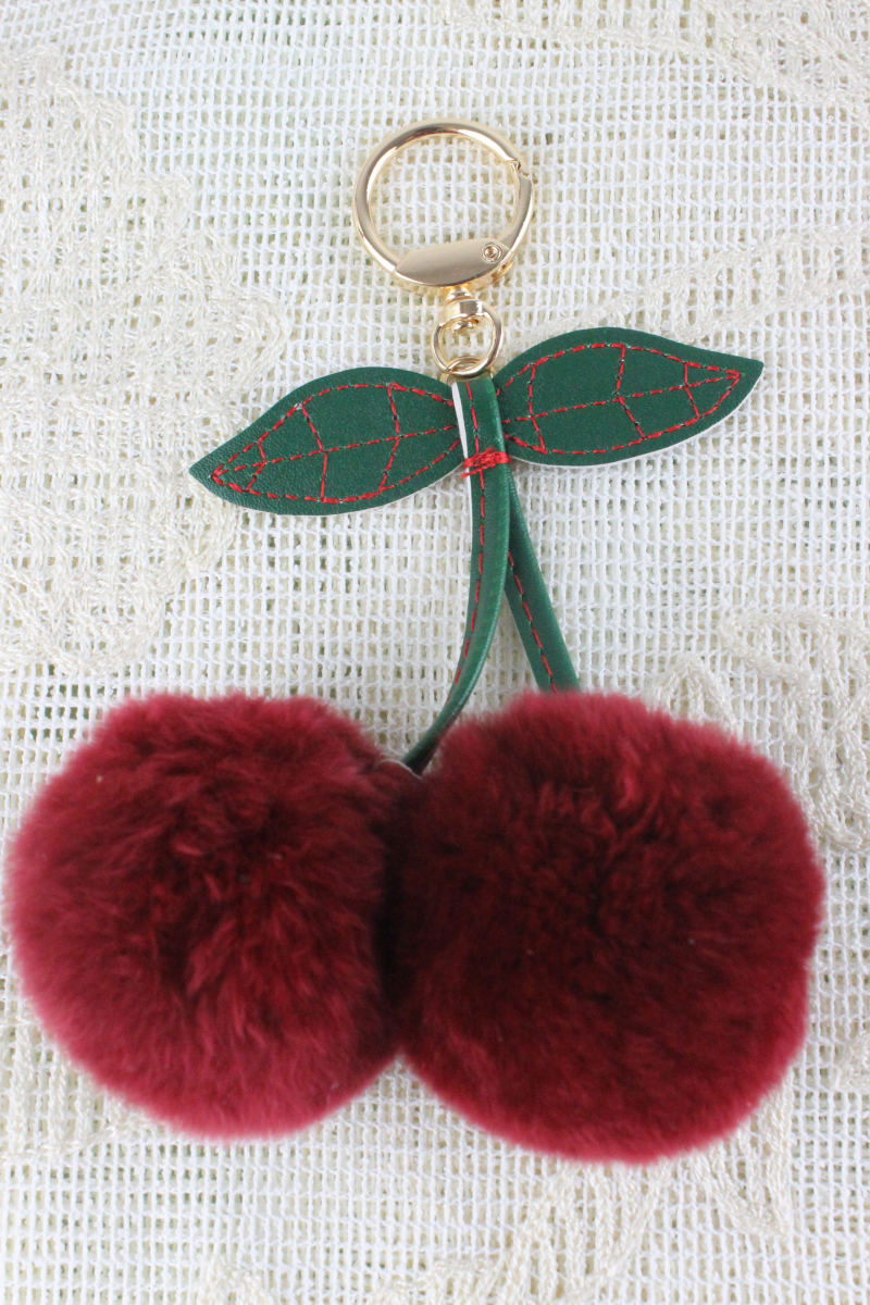 Luxury Rabbit Fur Cherry Charm – Plush Bag Pendant 🍒✨ Leto Collection