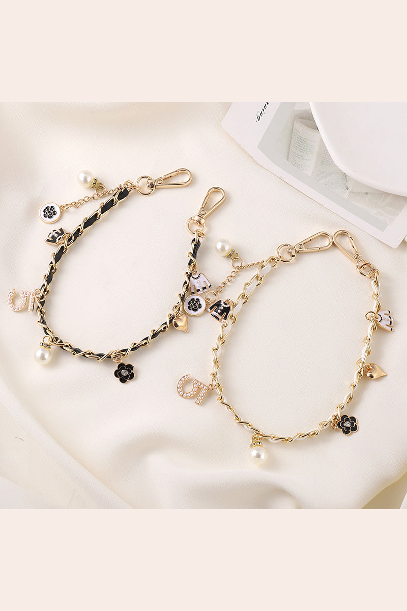 Luxury Pearl & Leather Chain Strap – Designer-Inspired Bag Charm ✨👜 Leto Collection