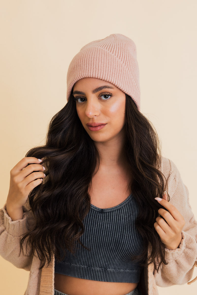 Frosty Front Fold Snuggle Ribbed Beanie Leto Collection