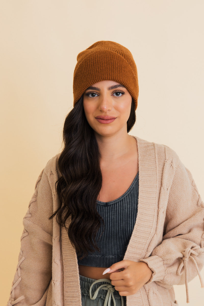 Frosty Front Fold Snuggle Ribbed Beanie Leto Collection