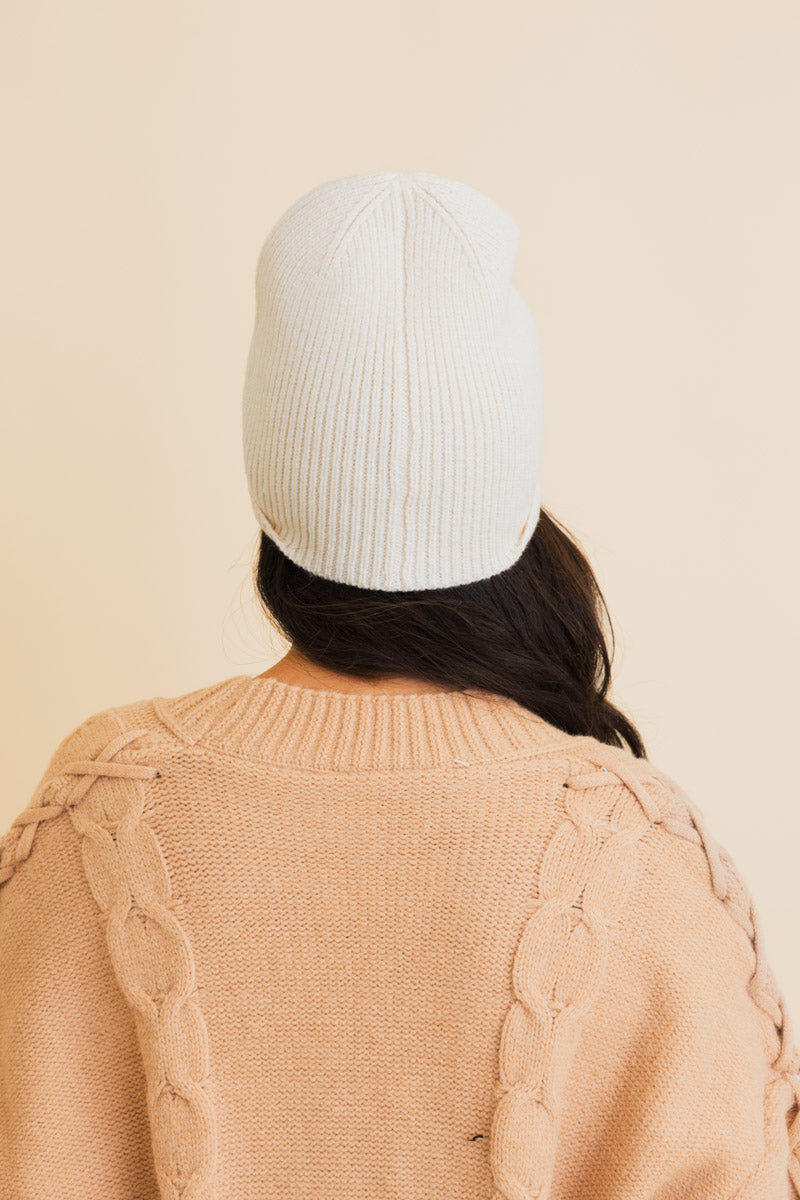 Frosty Front Fold Snuggle Ribbed Beanie Leto Collection