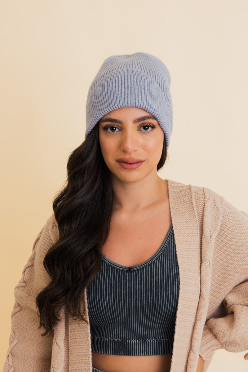 Frosty Front Fold Snuggle Ribbed Beanie Leto Collection