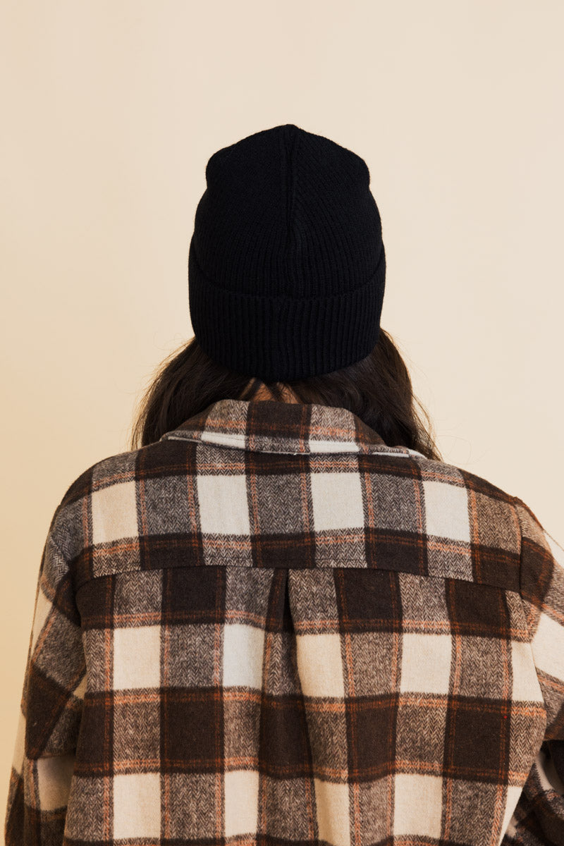 Embroidered Smiley Face Ribbed Knit Beanie Leto Collection