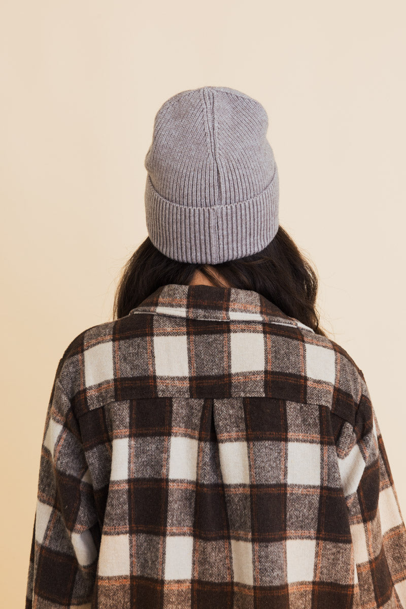 Embroidered Smiley Face Ribbed Knit Beanie Leto Collection