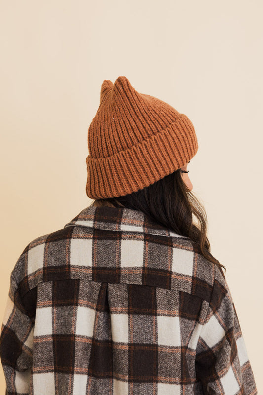 Chill Vibes Soft Ribbed Square Top Beanie Leto Collection