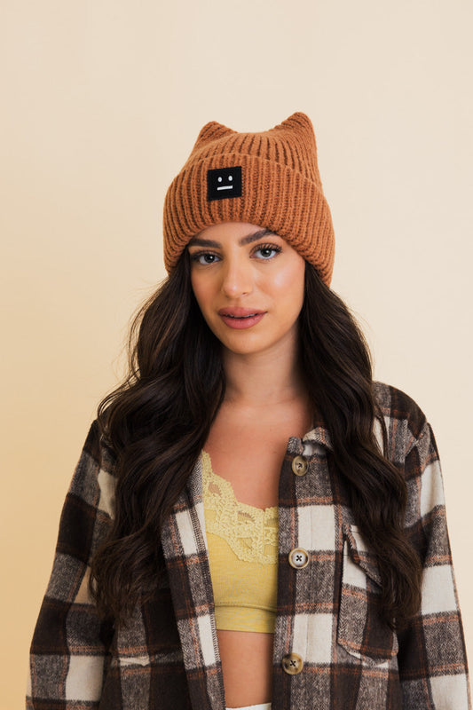 Chill Vibes Soft Ribbed Square Top Beanie Leto Collection
