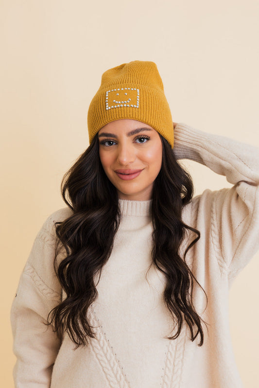 Square Sparkle Smiles Ribbed Beanie Leto Collection