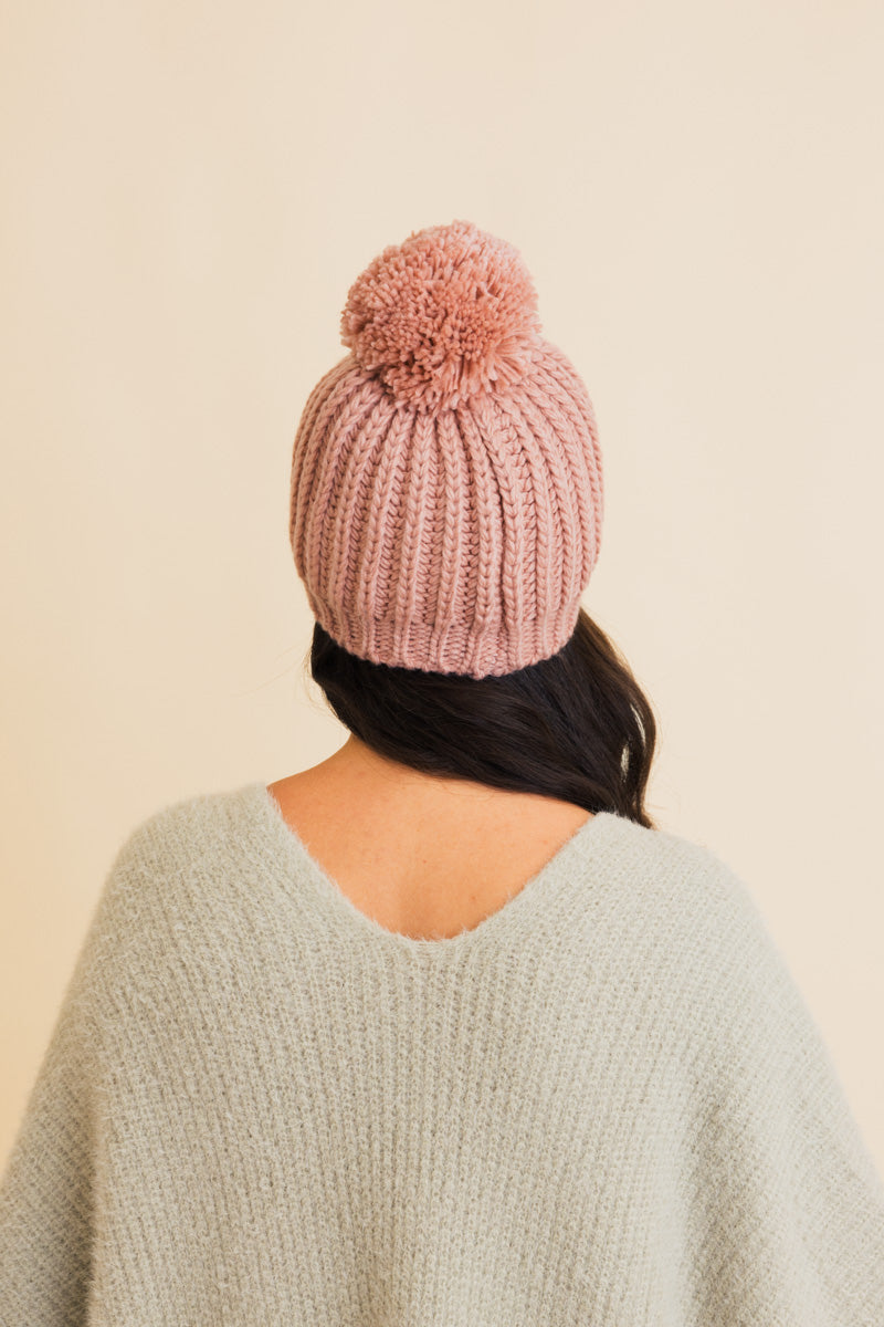 Chunky Cable Knit Pom Beanie Leto Collection
