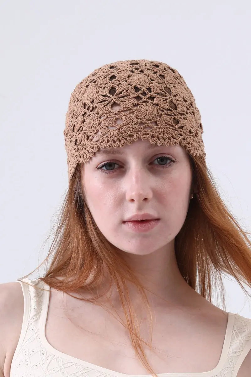 Crochet Lace Beanie – Hollow Out Knit Skull Cap for Women Leto Collection