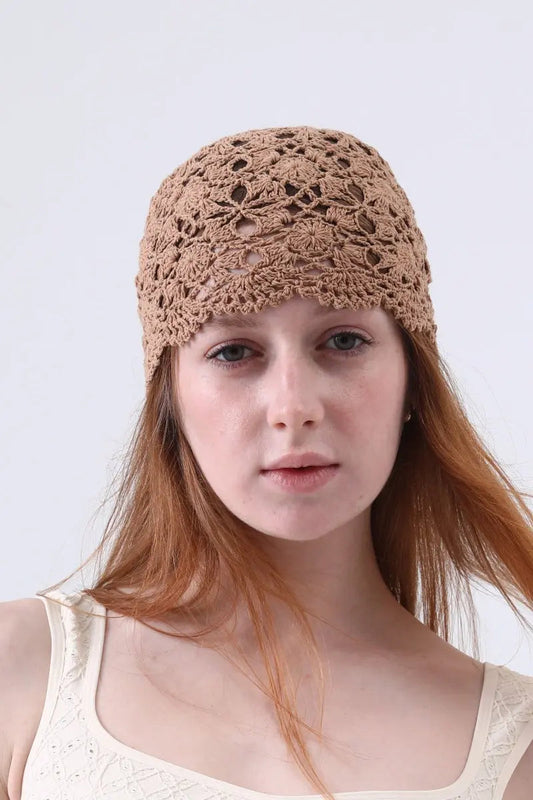 Crochet Lace Beanie – Hollow Out Knit Skull Cap for Women Leto Collection