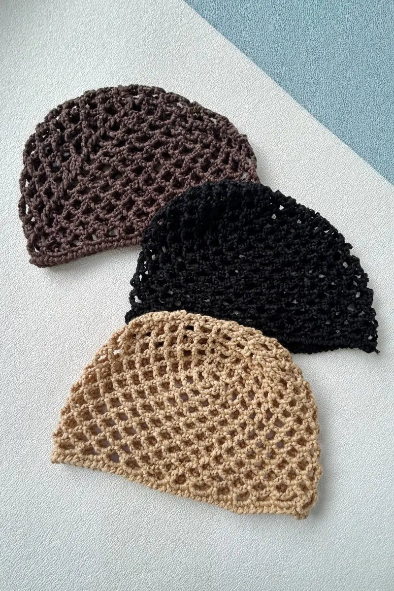Vintage Hollow Out Crochet Mesh Beanie – Retro Knit Head Wrap Leto Collection