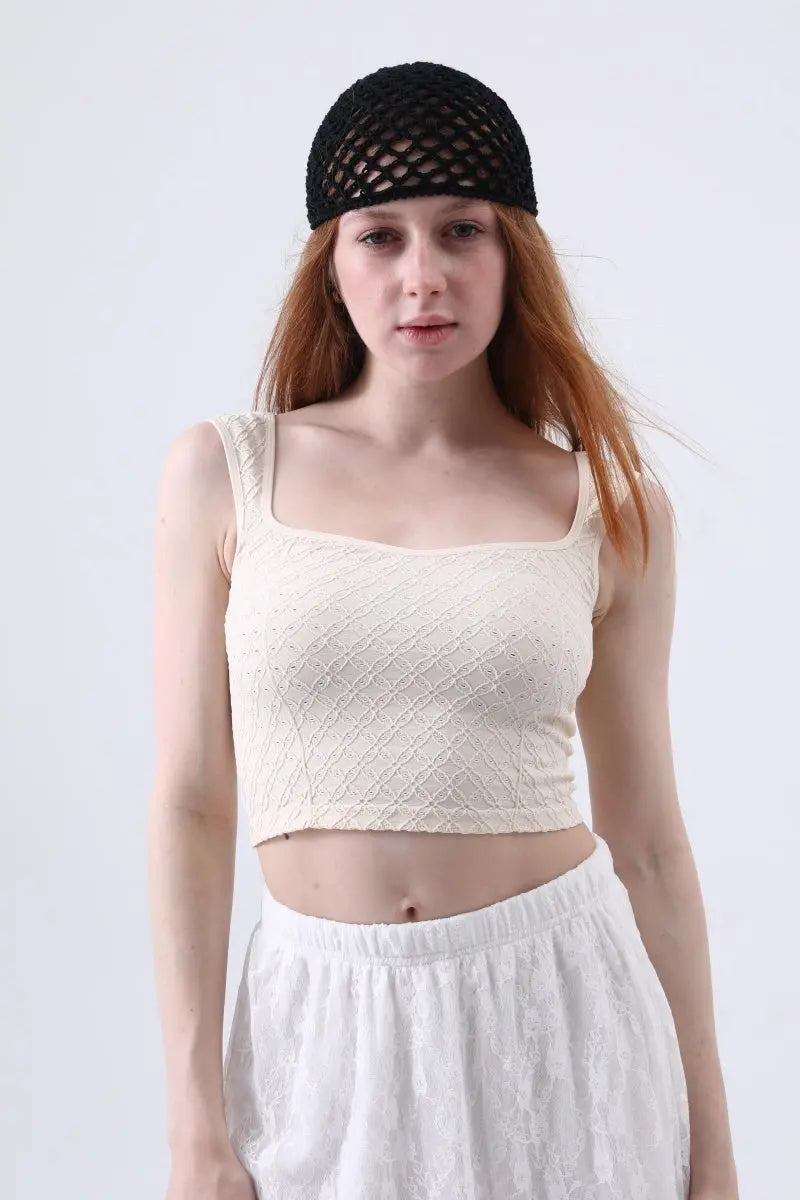 Vintage Hollow Out Crochet Mesh Beanie – Retro Knit Head Wrap Leto Collection