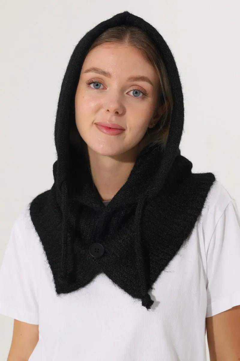 Solid Soft Knit Hooded Neck Warmer Drawstring Balaclava 🧶❄️ Leto Collection