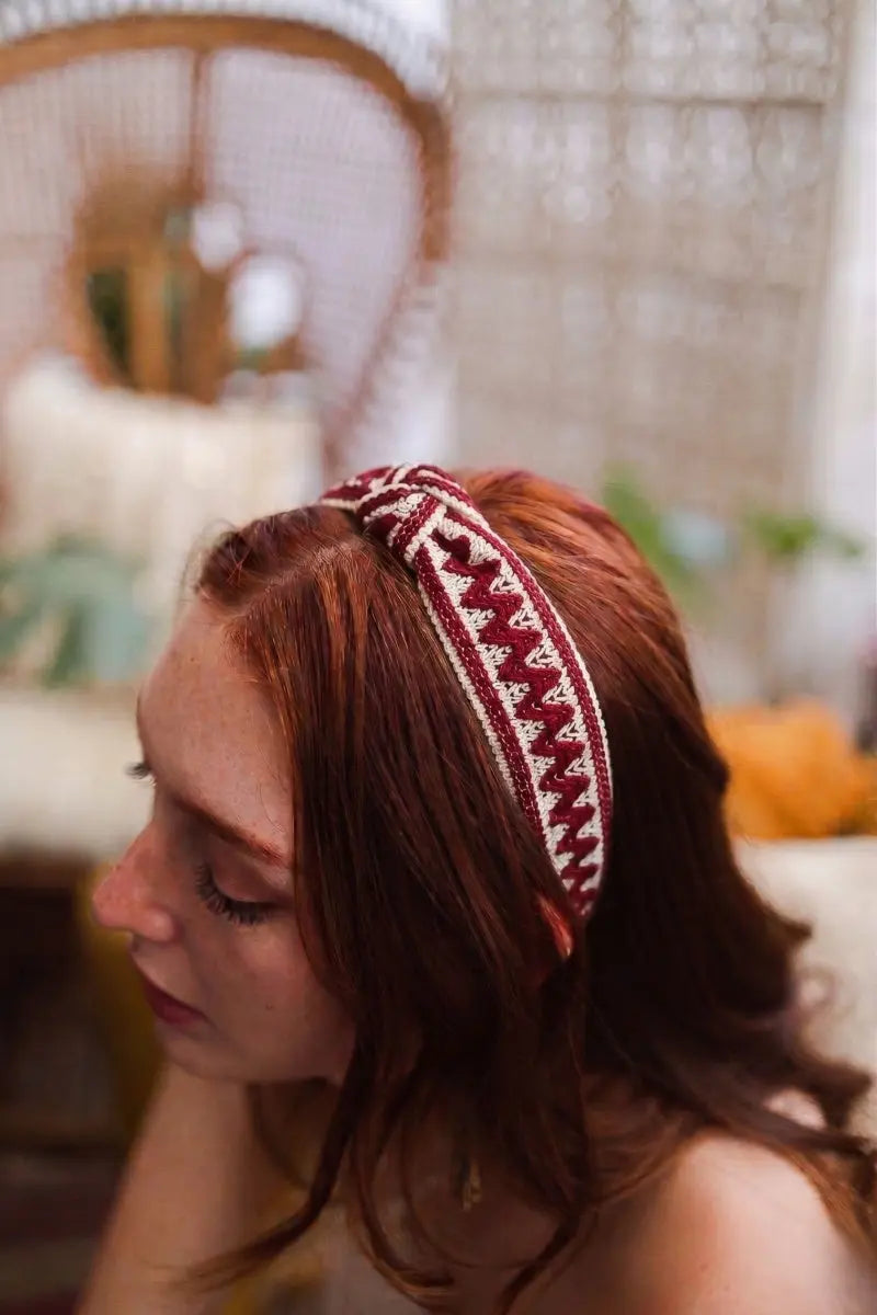 Embroidered Stitch Boho Knot Headband Leto Collection