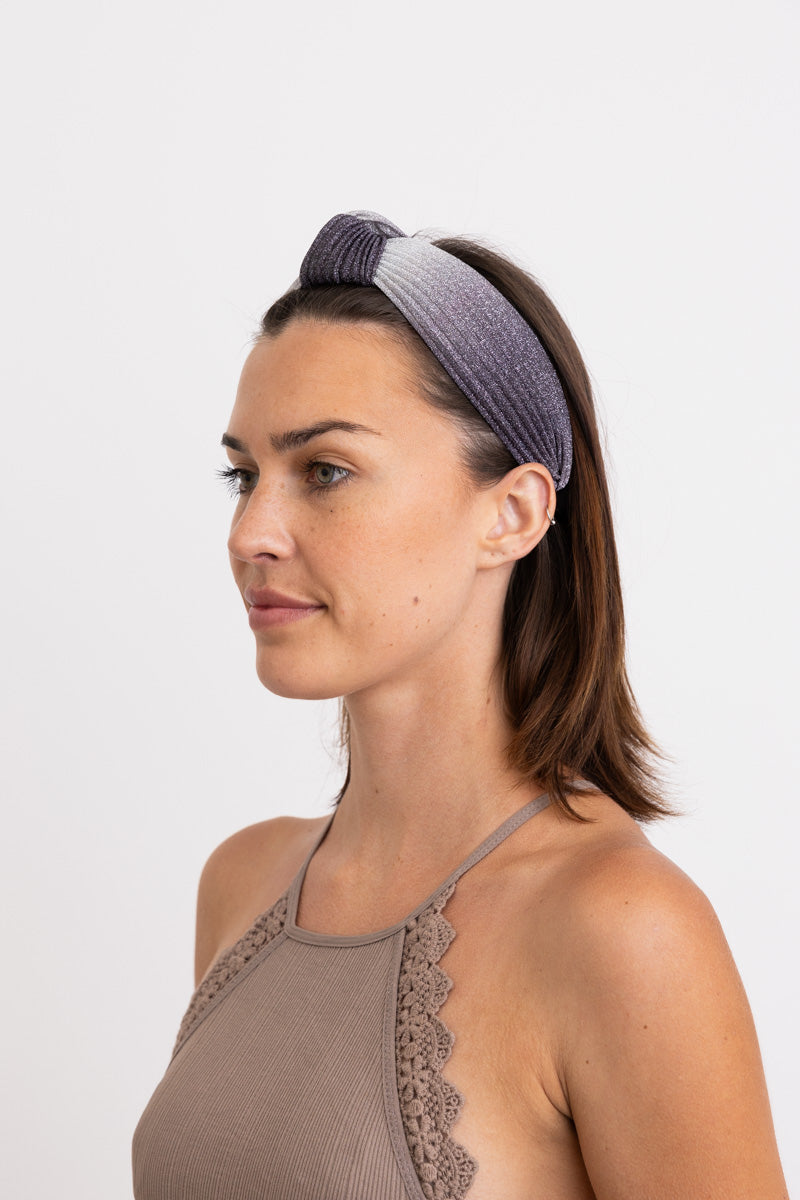Pleated Shimmery Metallic Ombre Knotted Headband ✨ Leto Collection