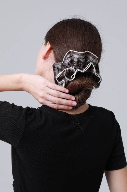 Vintage Stripe Double-Layer Scrunchie – Extra-Large Hair Tie for Women Leto Collection