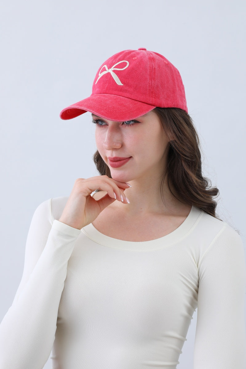 Embroidered Bow Ribbon Baseball Cap – Stylish & Chic🎀⚾️ Boho Clothing and Accessories