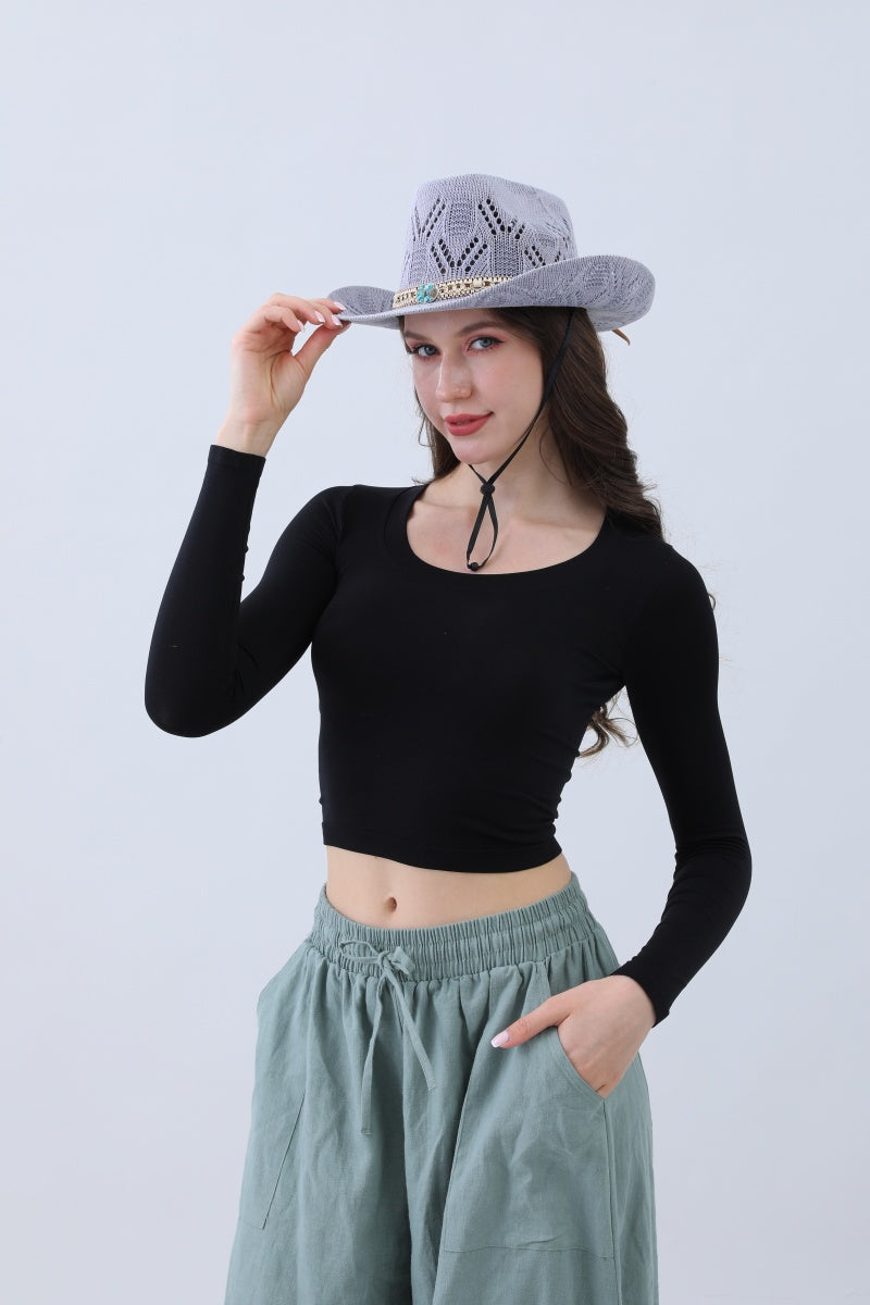 Turquoise Statement Cowboy Hat – Bold Cutout Artistry🌵✨ Leto Collection
