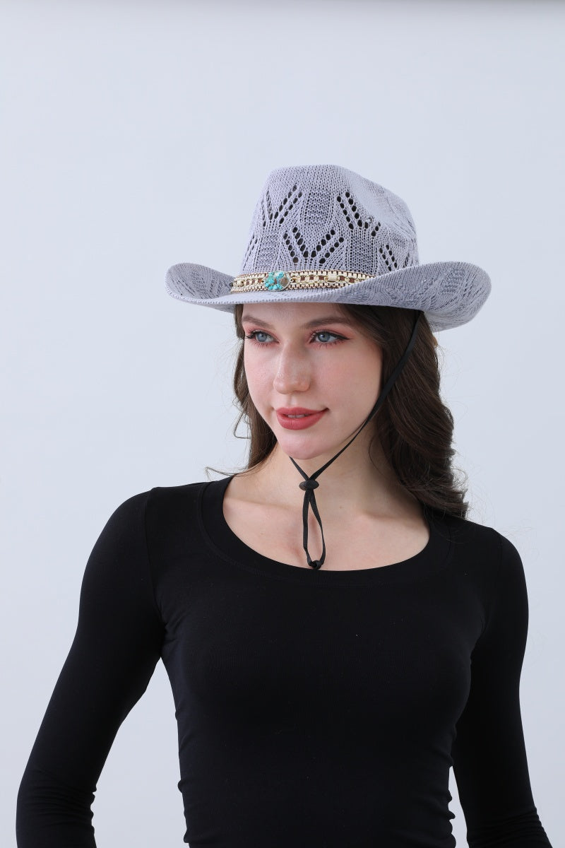 Turquoise Statement Cowboy Hat – Bold Cutout Artistry🌵✨ Leto Collection
