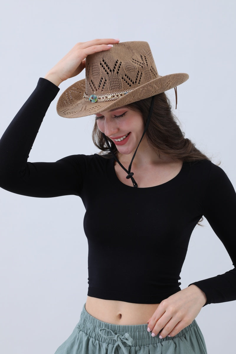 Turquoise Statement Cowboy Hat – Bold Cutout Artistry🌵✨ Leto Collection