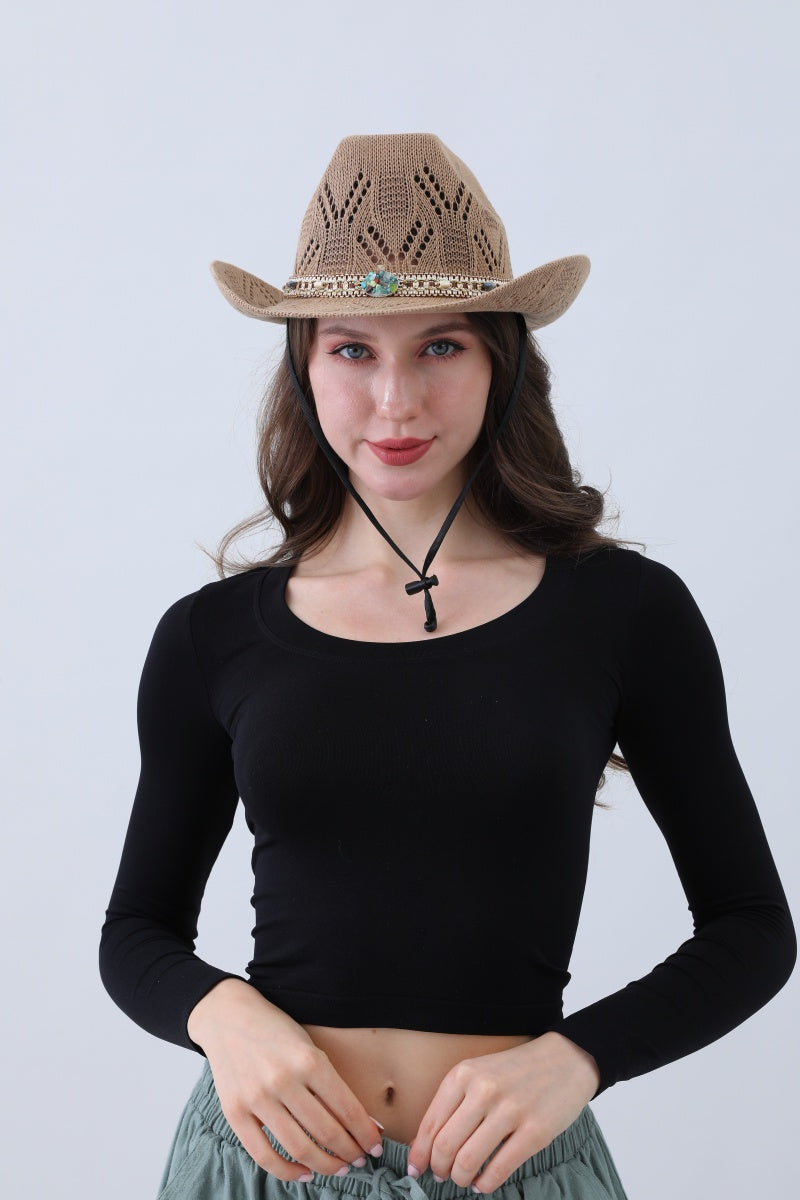 Turquoise Statement Cowboy Hat – Bold Cutout Artistry🌵✨ Leto Collection