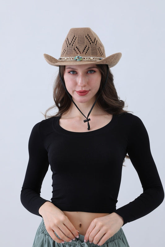 Turquoise Statement Cowboy Hat – Bold Cutout Artistry🌵✨ Leto Collection