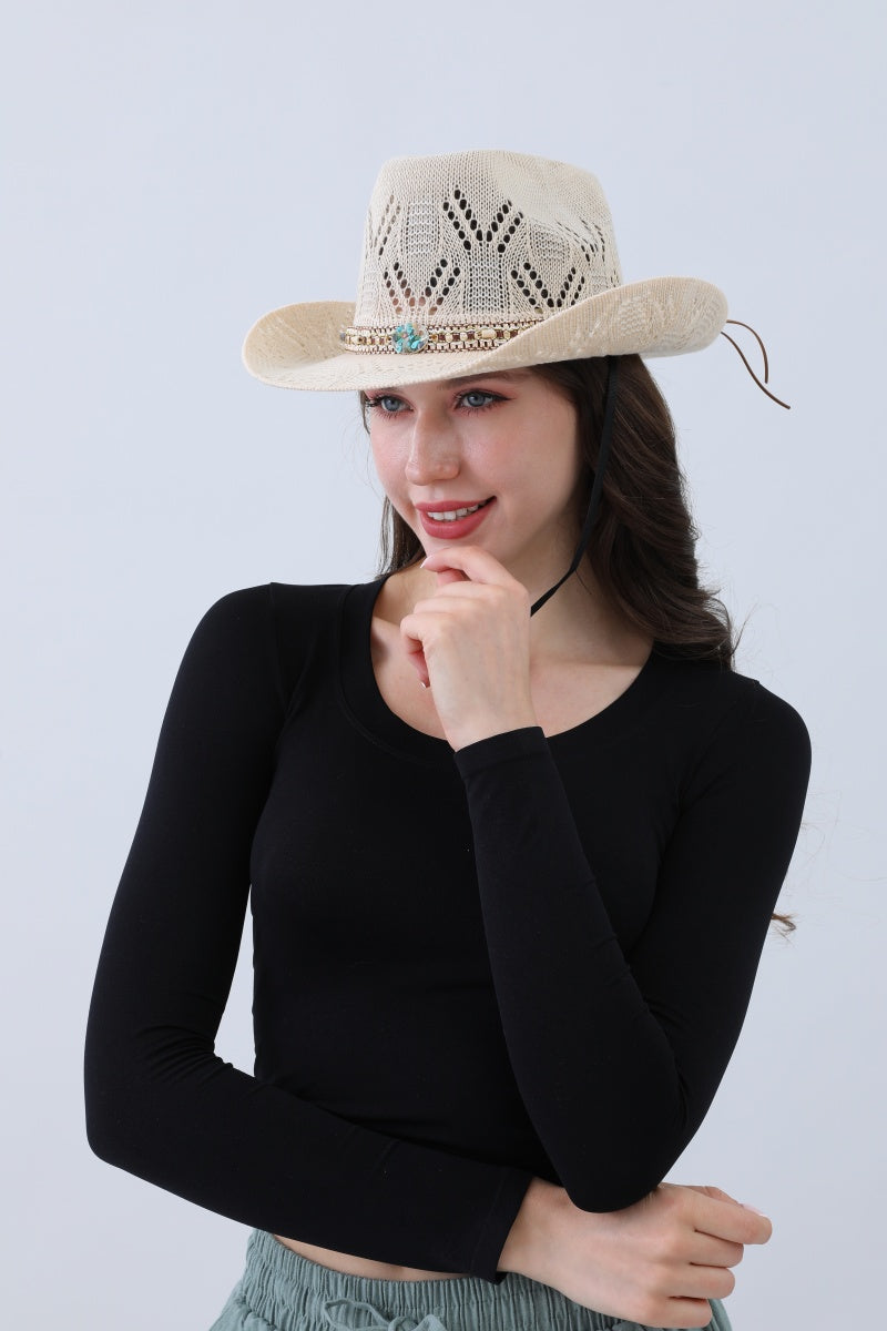Turquoise Statement Cowboy Hat – Bold Cutout Artistry🌵✨ Leto Collection