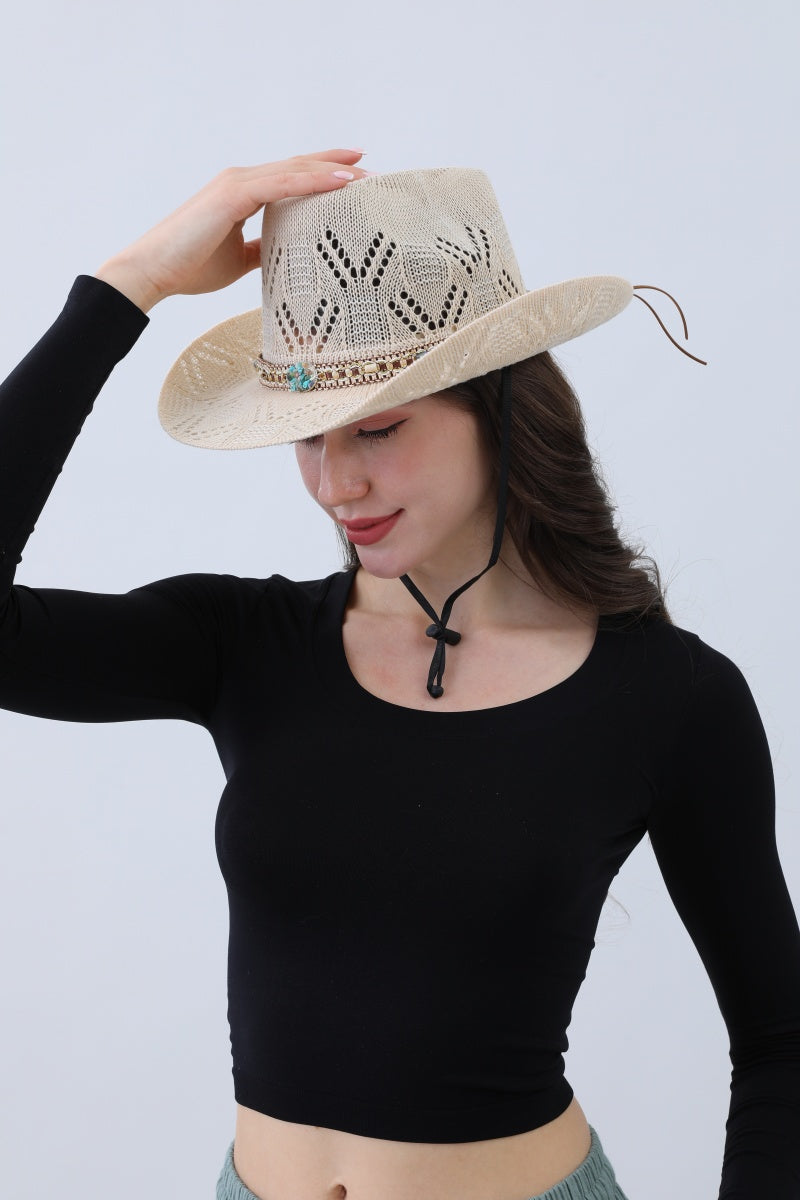 Turquoise Statement Cowboy Hat – Bold Cutout Artistry🌵✨ Leto Collection